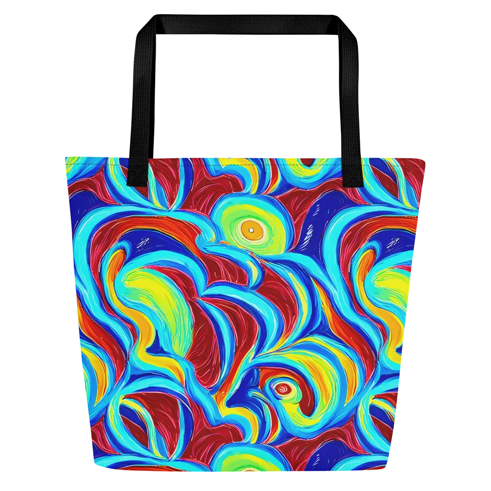 Azure Cyclone on Large Tote Bag W/ Pocket — Front