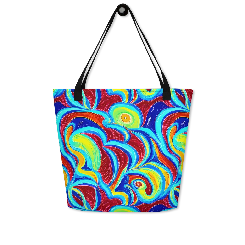 Azure Cyclone on Large Tote Bag W/ Pocket — Front