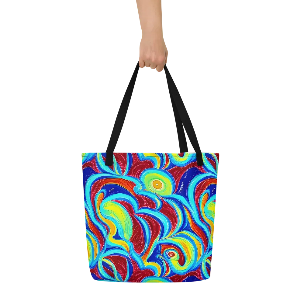 Azure Cyclone on Large Tote Bag W/ Pocket — Front