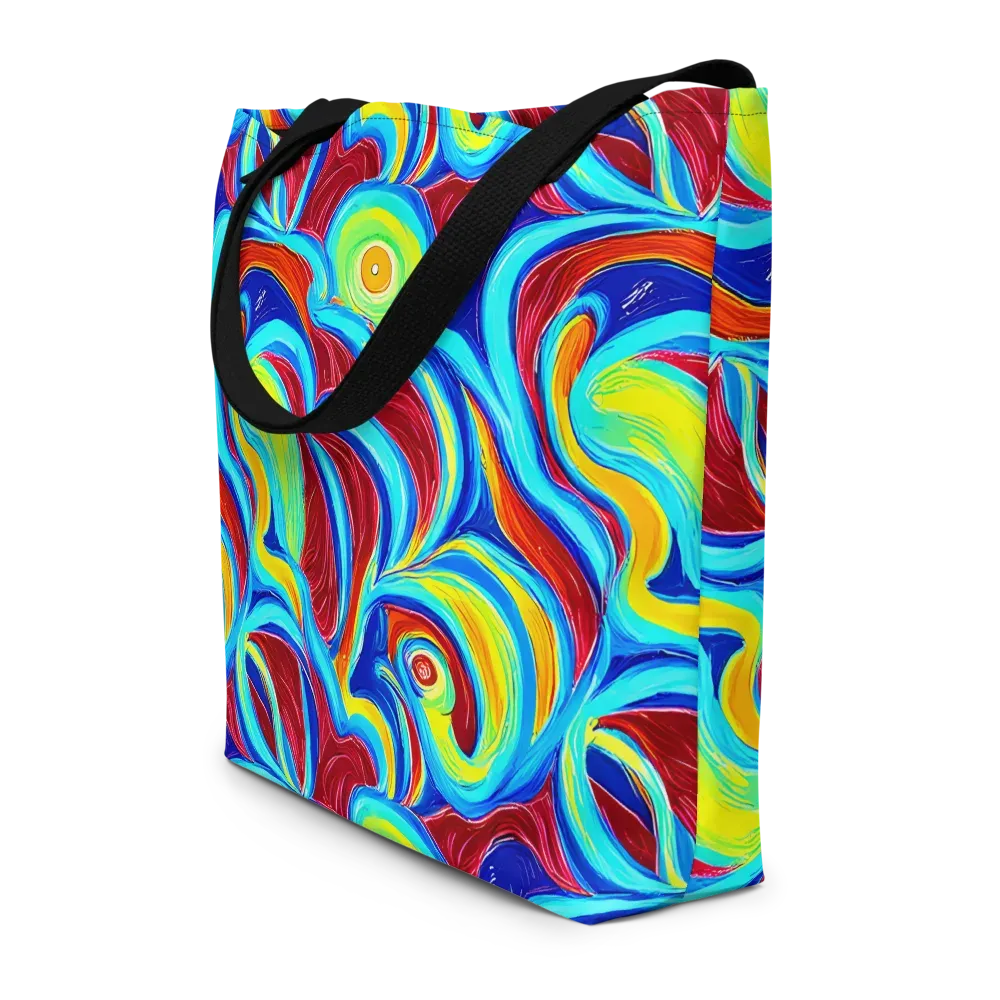 Azure Cyclone on Large Tote Bag W/ Pocket — Front