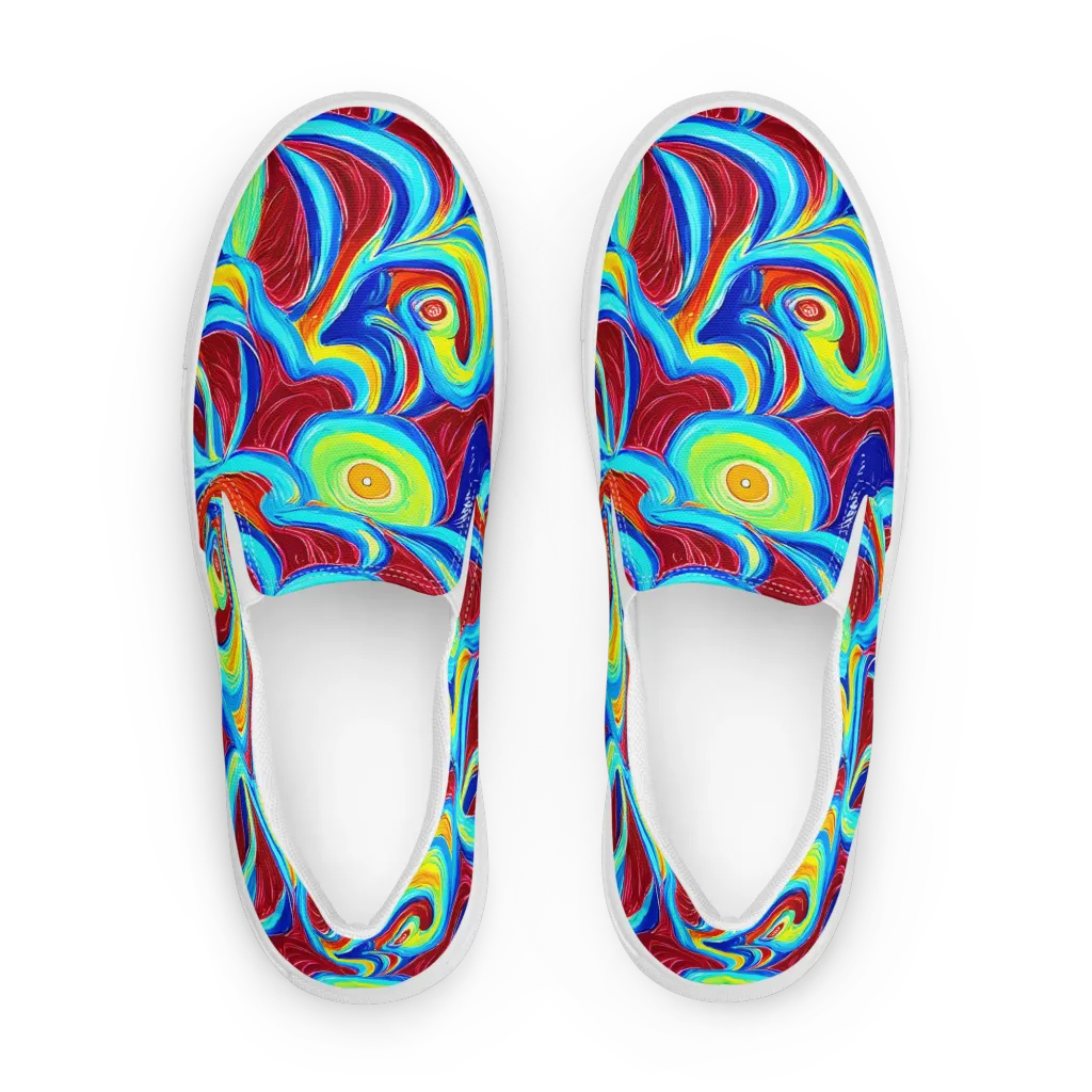 Azure Cyclone on Women's Slip-On Canvas Shoes — Front