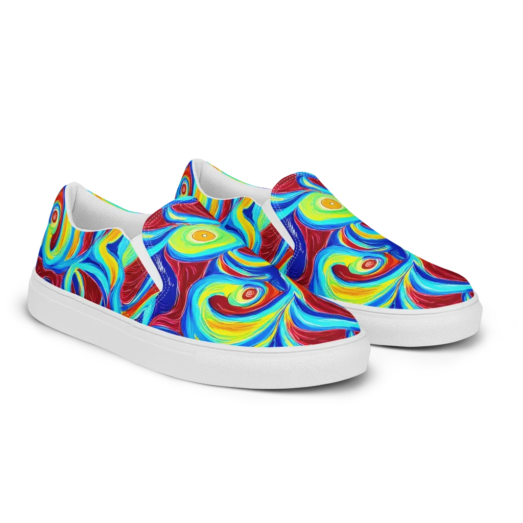 Azure Cyclone on Women's Slip-On Canvas Shoes — Right Front