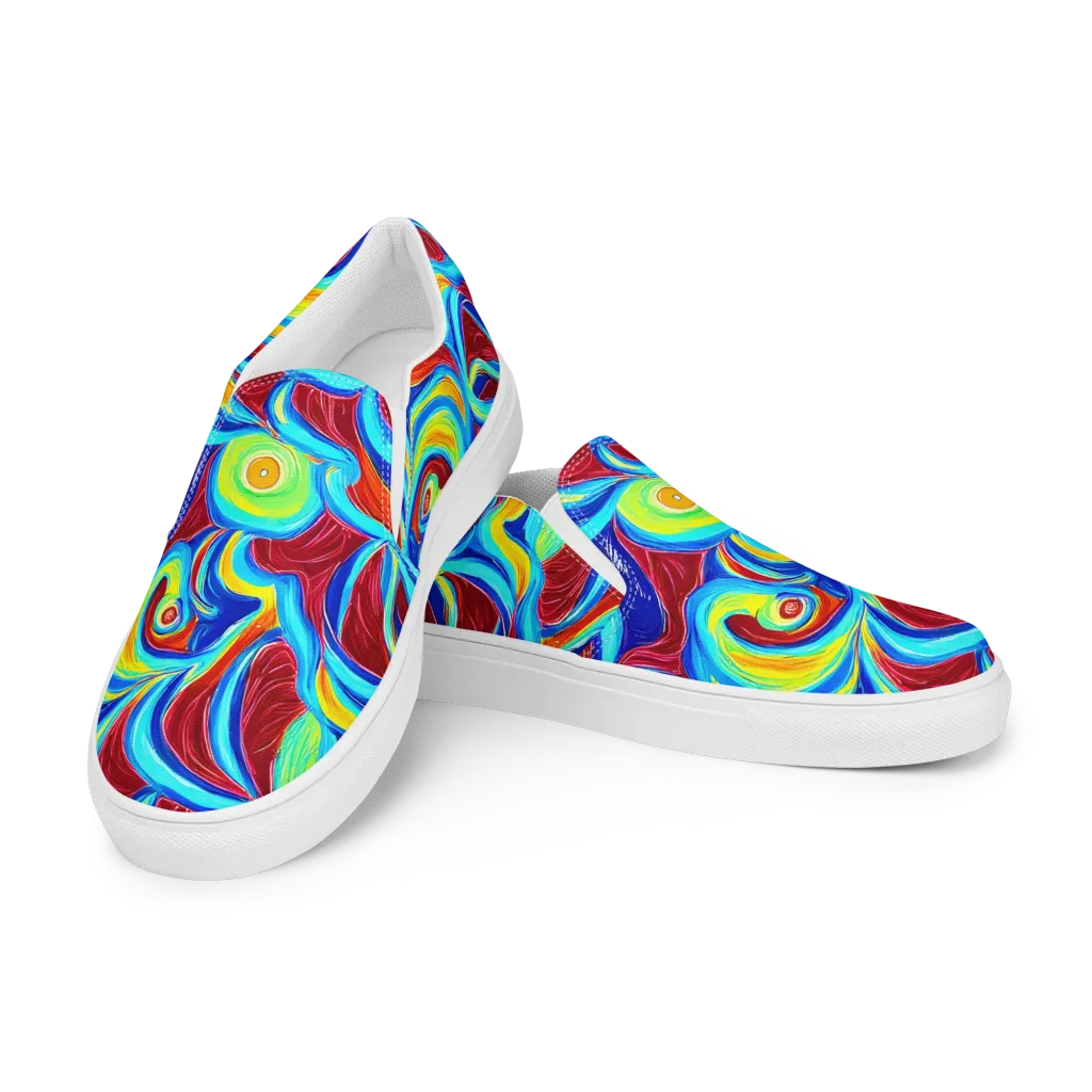 Azure Cyclone on Women's Slip-On Canvas Shoes — Left Front