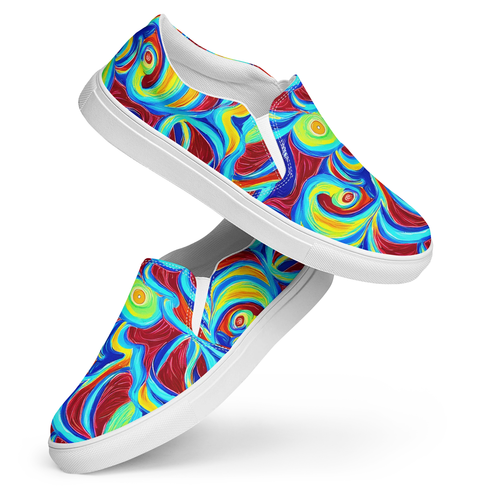 Azure Cyclone on Women's Slip-On Canvas Shoes — Front