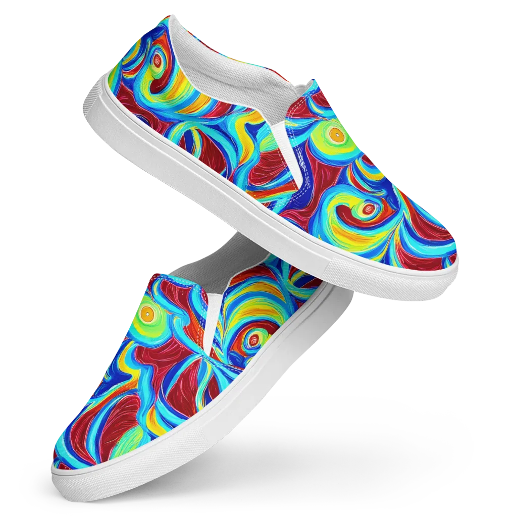 Azure Cyclone on Women's Slip-On Canvas Shoes — Front