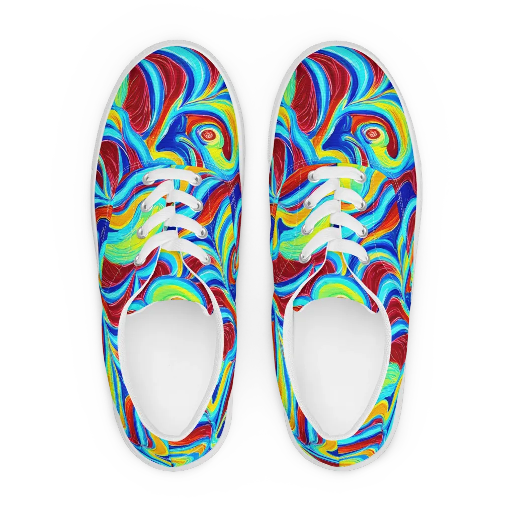 Azure Cyclone on Men's Lace-Up Canvas Shoes — Front