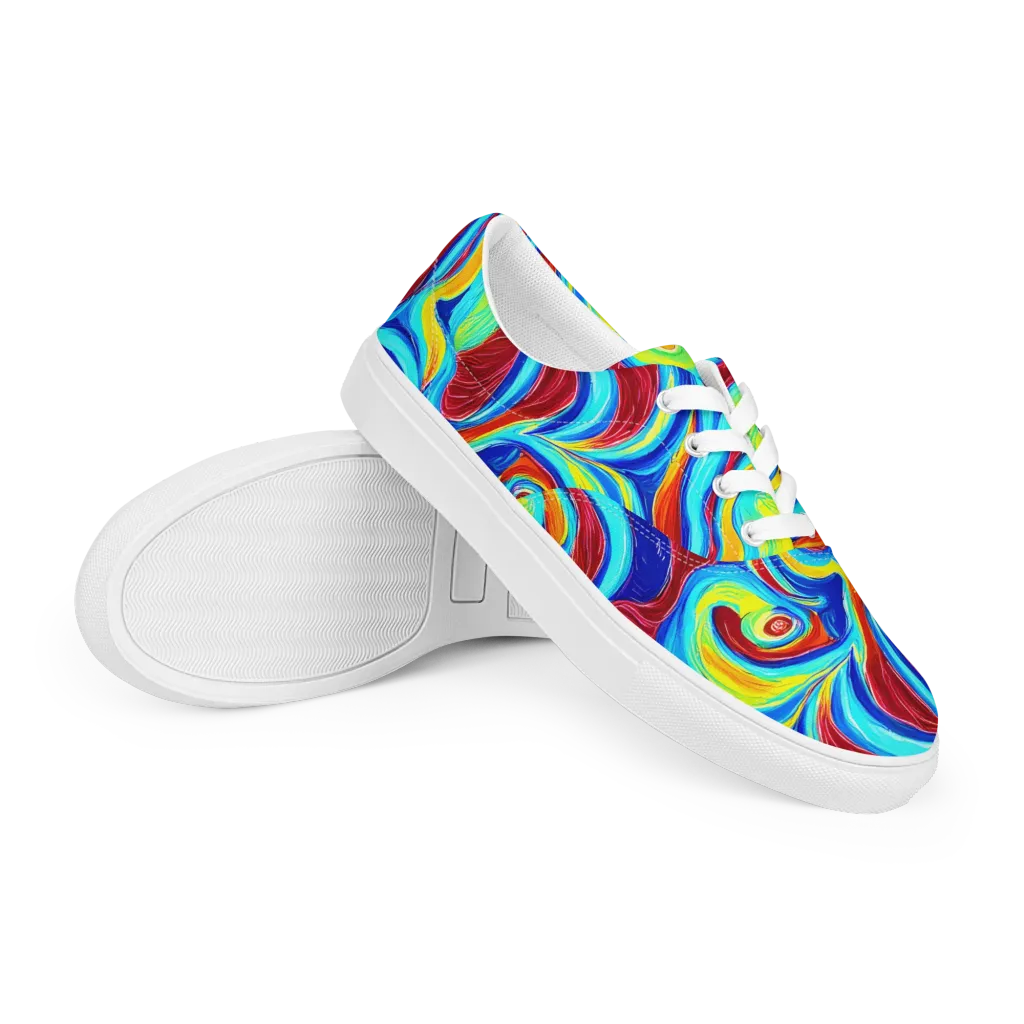 Azure Cyclone on Men's Lace-Up Canvas Shoes — Right Front
