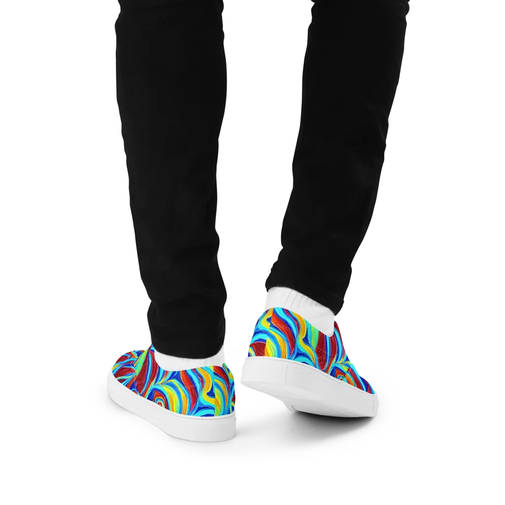 Azure Cyclone on Men's Lace-Up Canvas Shoes — Back