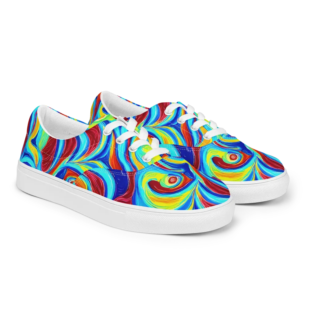 Azure Cyclone on Men's Lace-Up Canvas Shoes — Right Front