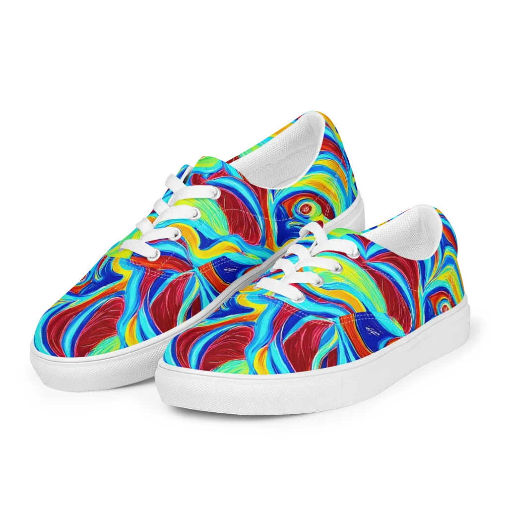 Azure Cyclone on Men's Lace-Up Canvas Shoes — Left Front
