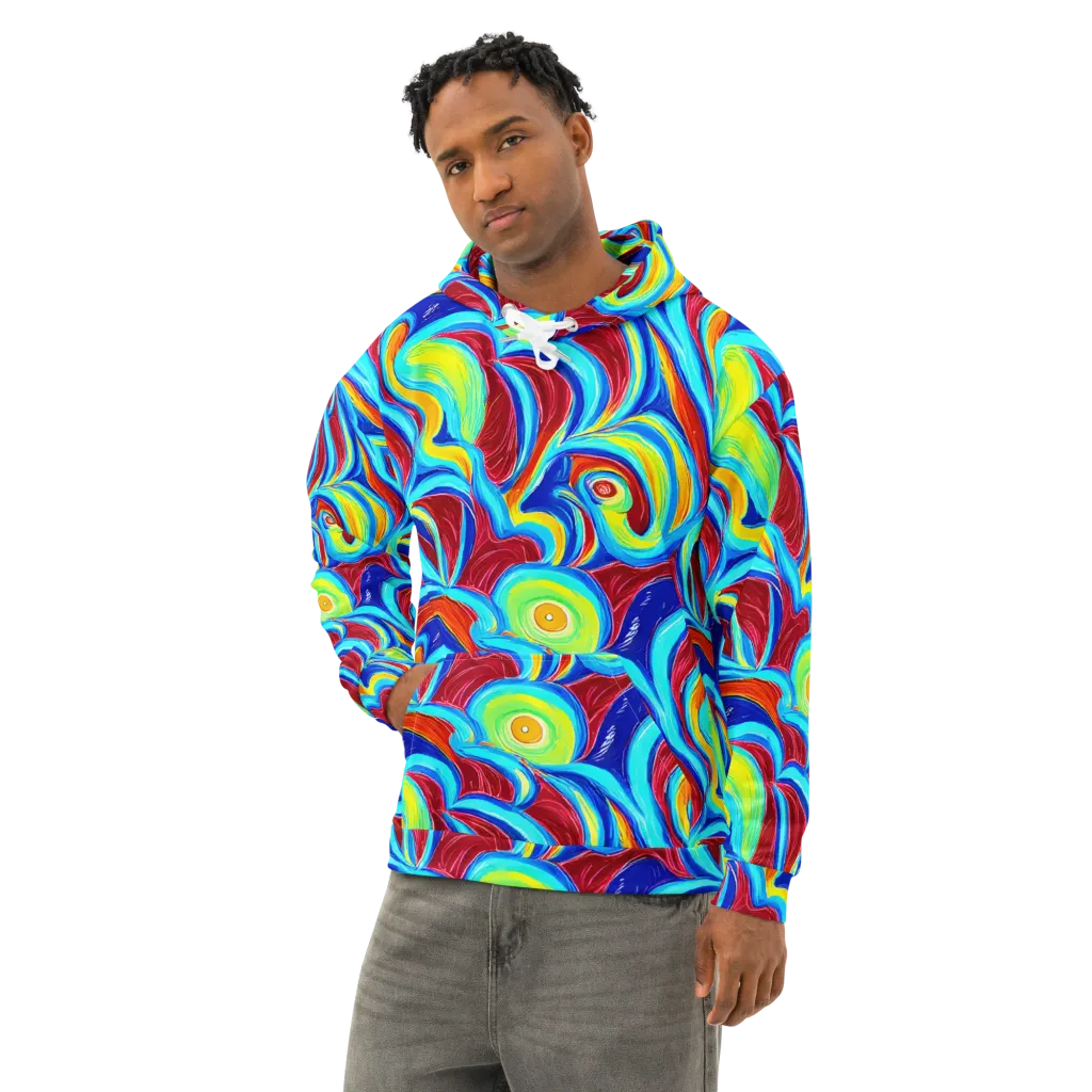 Azure Cyclone on Cotton Hoodie — Left Front