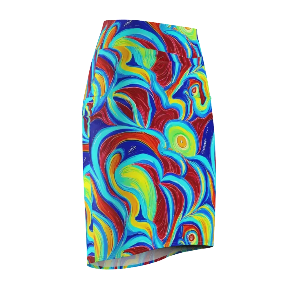 Azure Cyclone on Pencil Skirt — Front Side