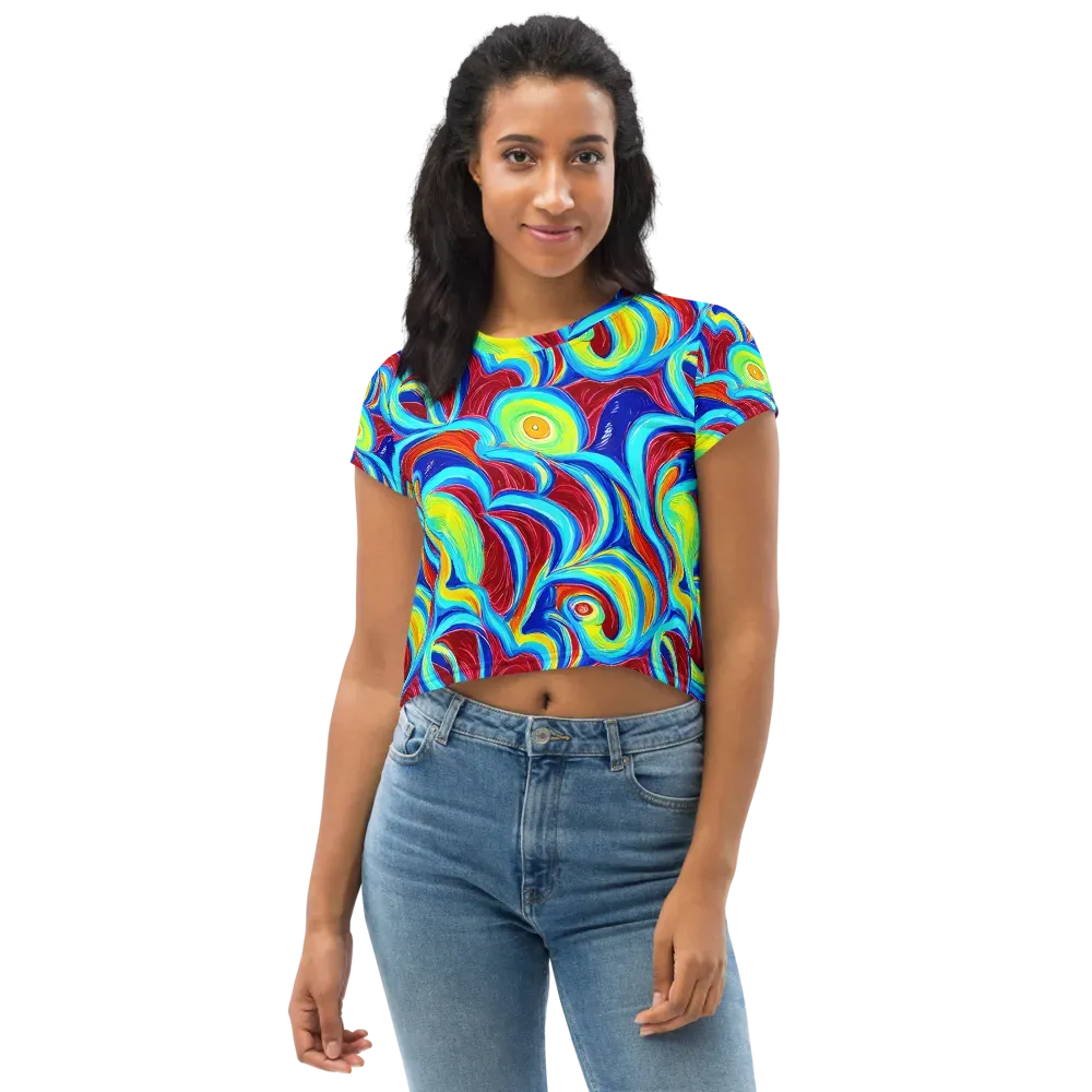 Azure Cyclone on Crop Tee — Front