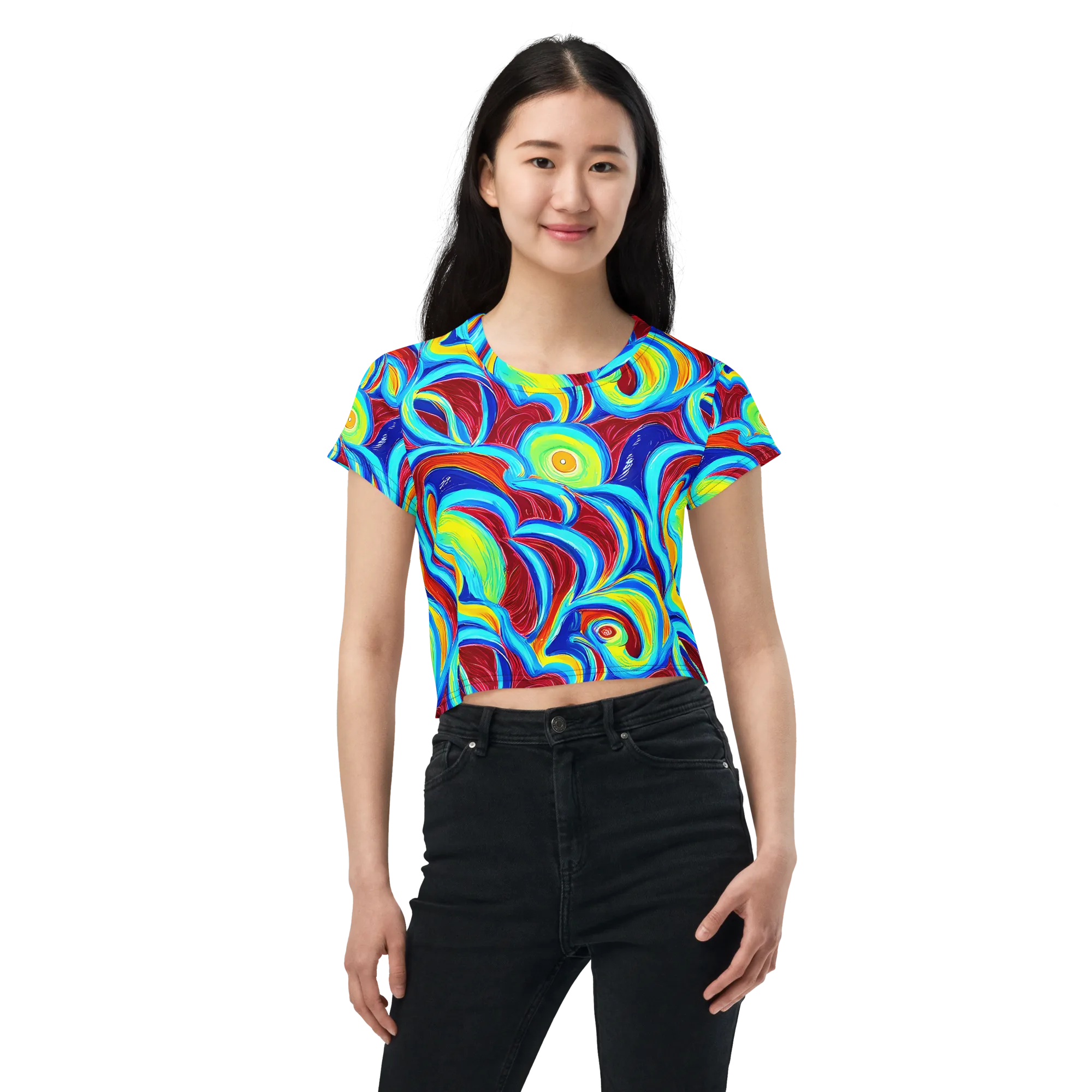 Azure Cyclone on Crop Tee — Front