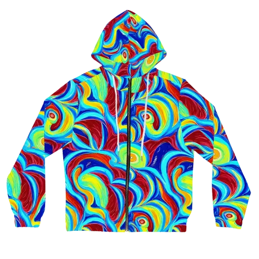 Azure Cyclone on a Women's Full-Zip Hoodie