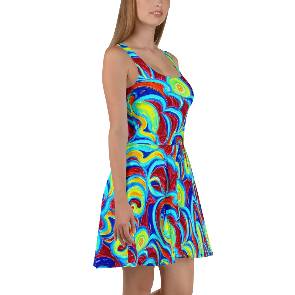 Azure Cyclone on Skater Dress — Right