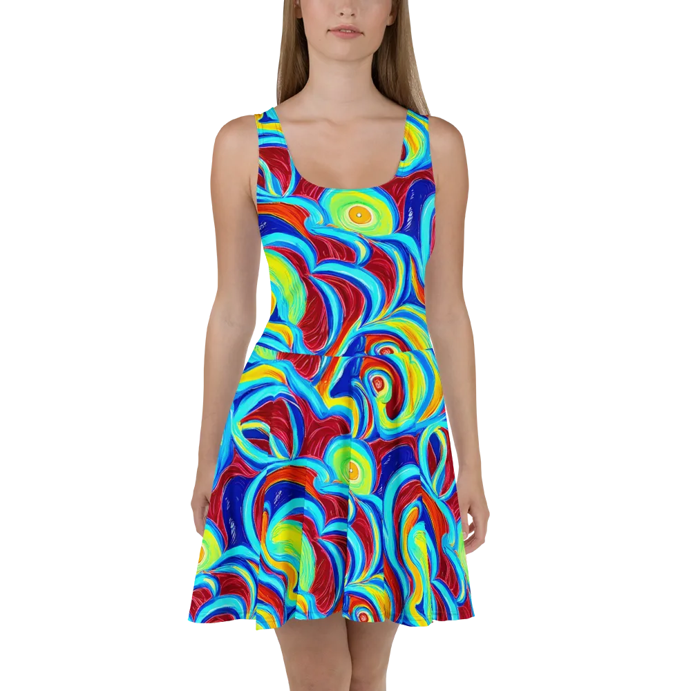 Azure Cyclone on Skater Dress — Front