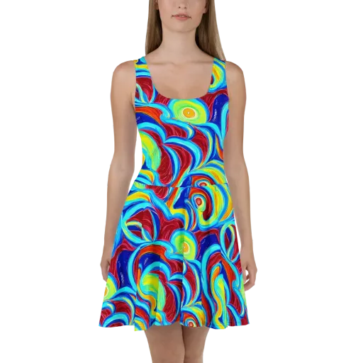 Azure Cyclone on a Skater Dress
