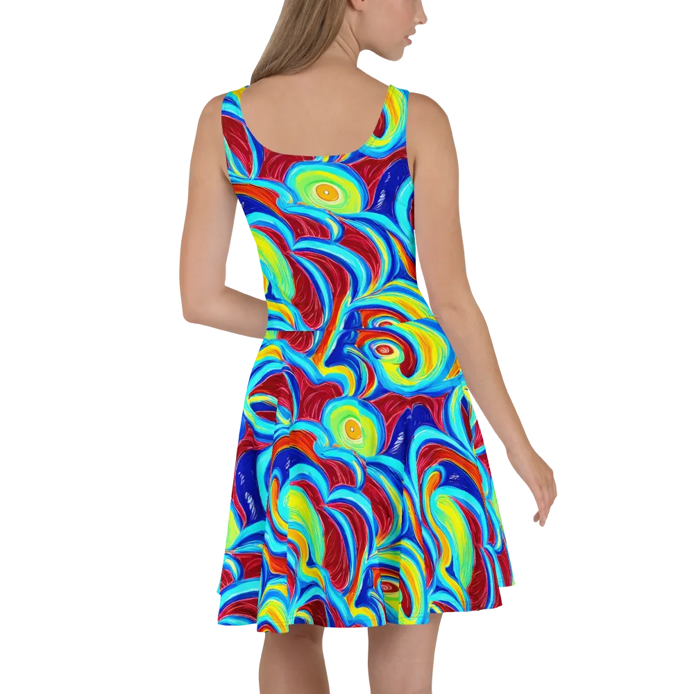 Azure Cyclone on Skater Dress — Back