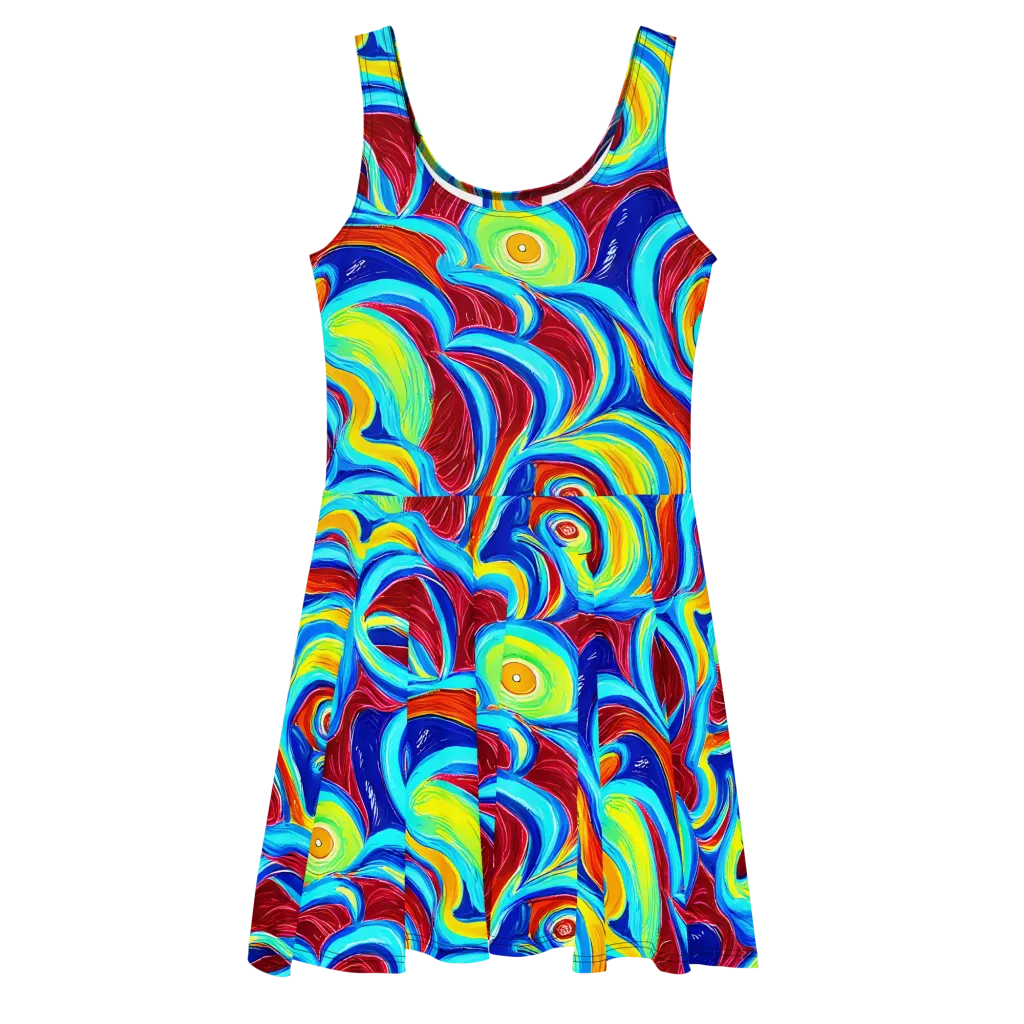 Azure Cyclone on Skater Dress — Front