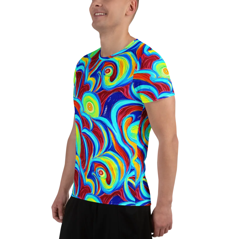 Azure Cyclone on Men's Athletic T-Shirt — Left