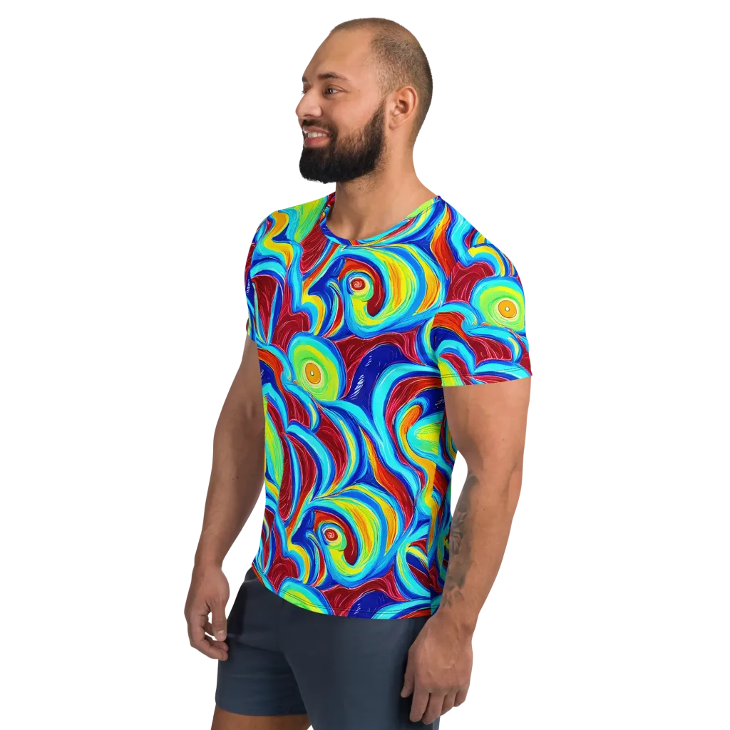 Azure Cyclone on Men's Athletic T-Shirt — Left