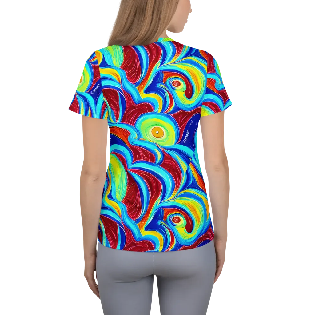 Azure Cyclone on Women's Athletic T-Shirt — Back