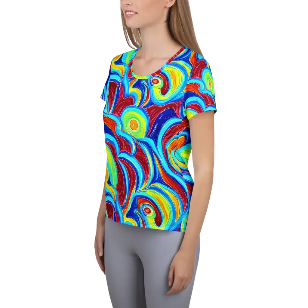 Azure Cyclone on Women's Athletic T-Shirt — Left