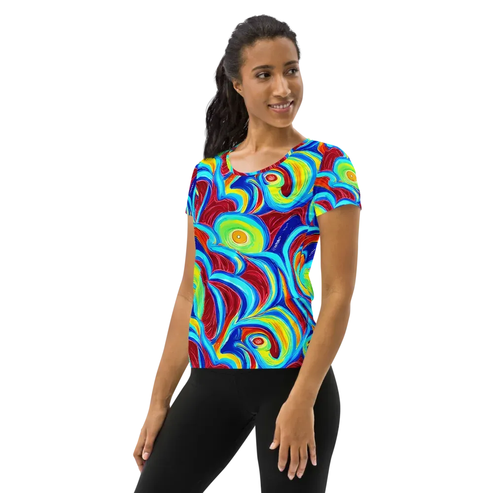 Azure Cyclone on Women's Athletic T-Shirt — Left