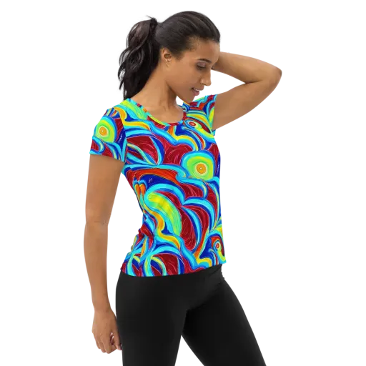 Azure Cyclone on a Women's Athletic T-Shirt