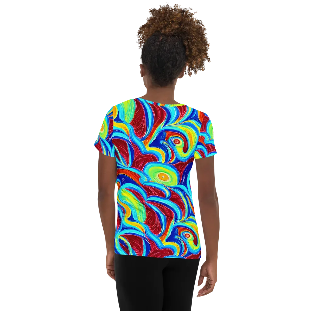 Azure Cyclone on Women's Athletic T-Shirt — Back