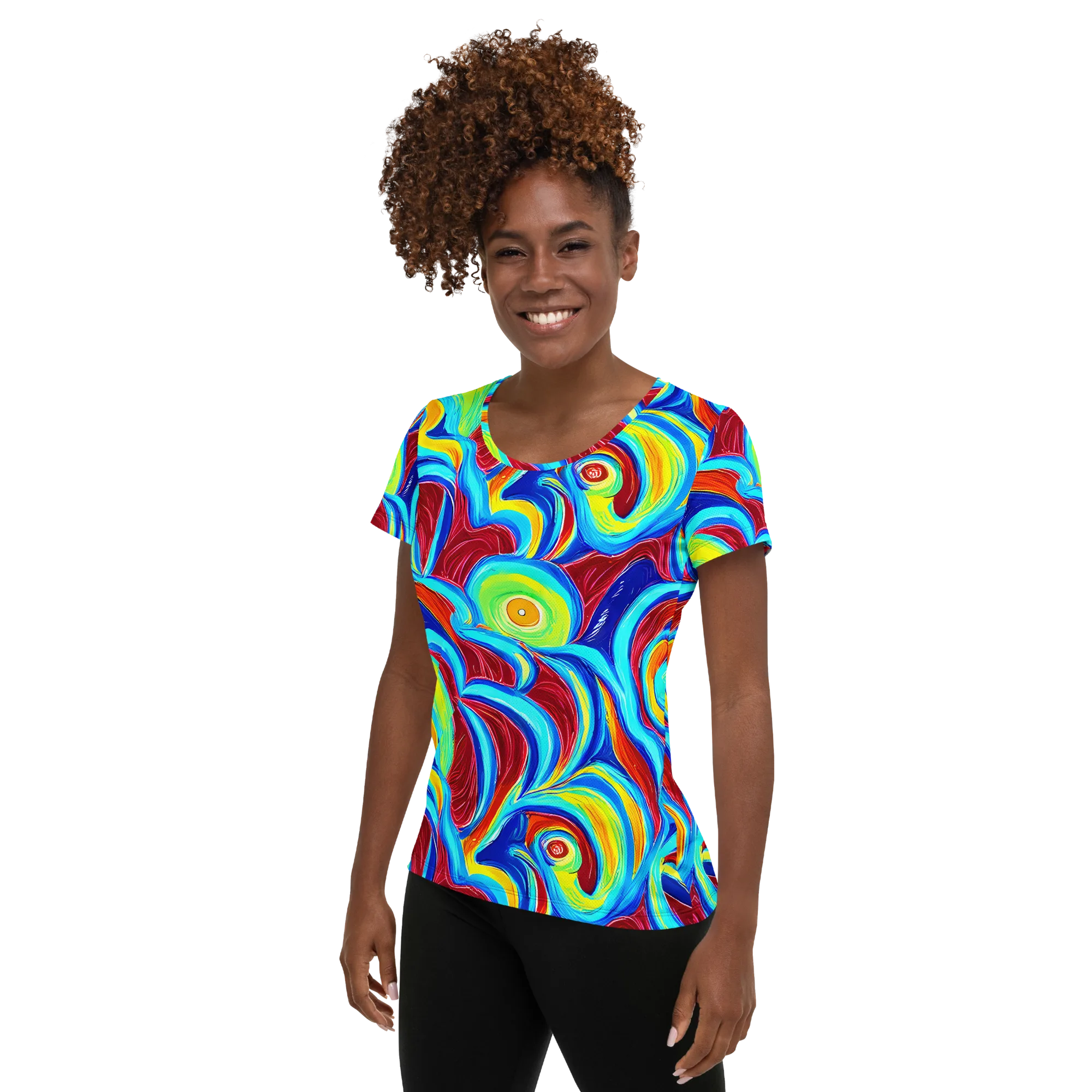 Azure Cyclone on Women's Athletic T-Shirt — Left
