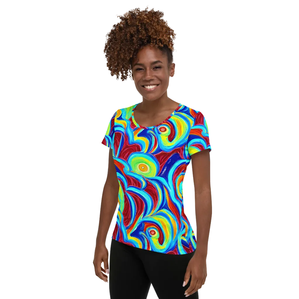 Azure Cyclone on Women's Athletic T-Shirt — Left