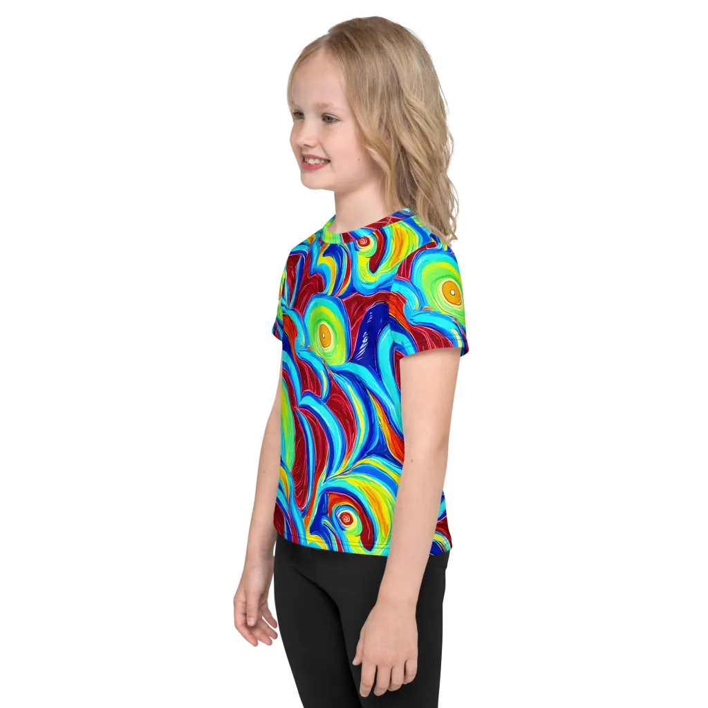 Azure Cyclone on Kids Crew Neck T-Shirt — Left