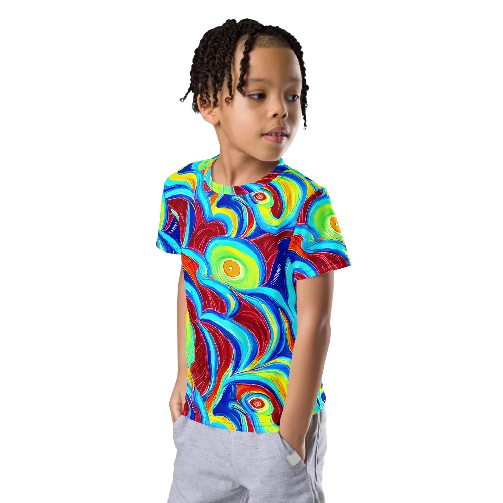 Azure Cyclone on Kids Crew Neck T-Shirt — Left Front