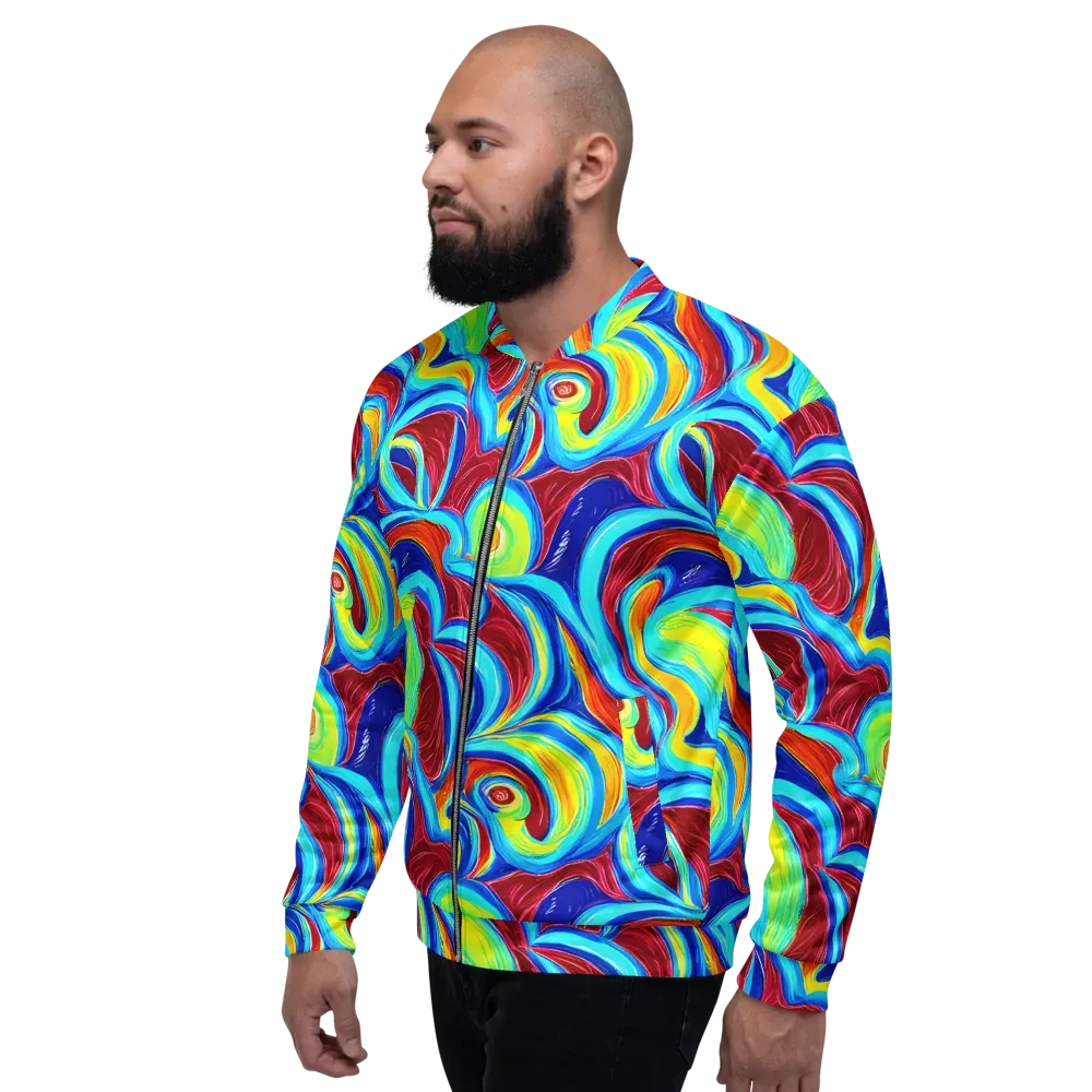 Azure Cyclone on Bomber Jacket — Left