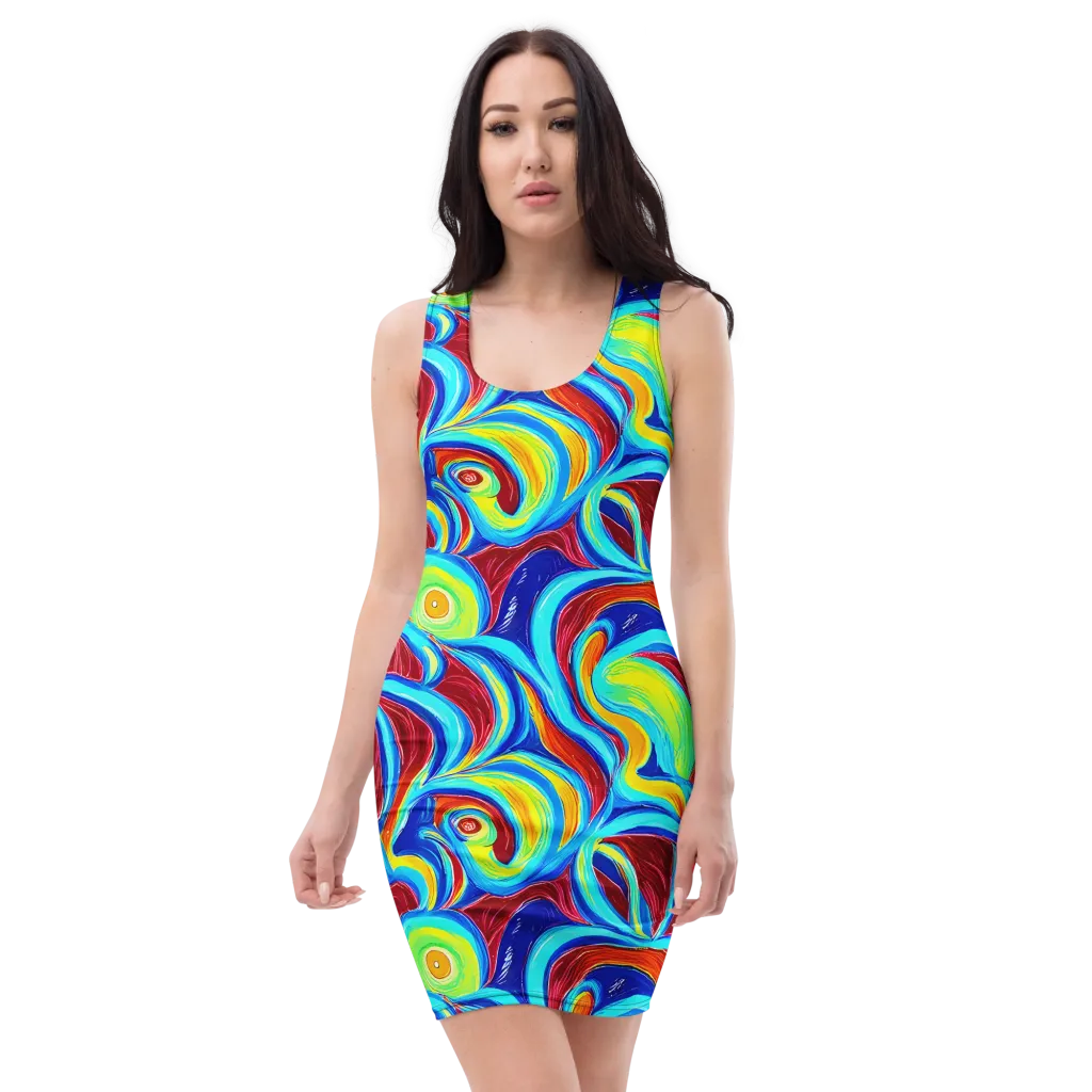 Azure Cyclone on Bodycon Dress — Front