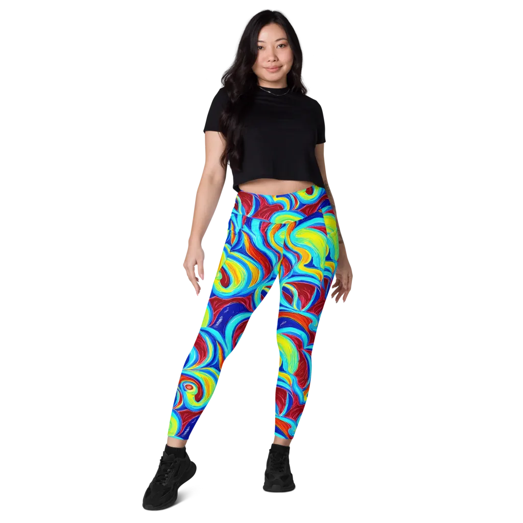 Azure Cyclone on Leggings with Pockets — Front