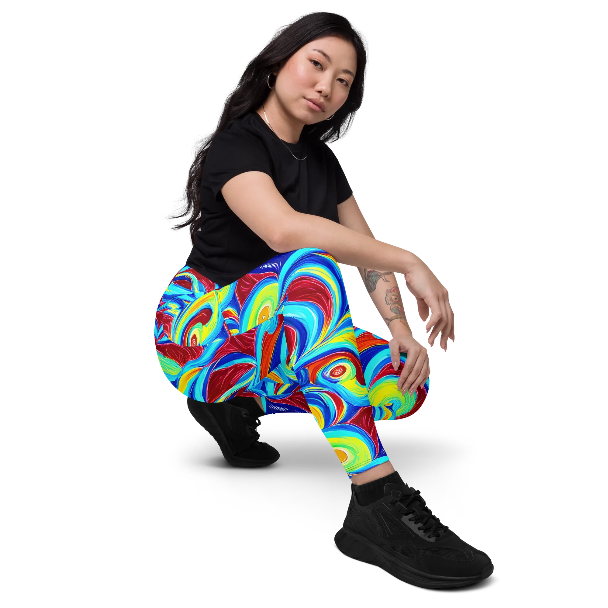 Azure Cyclone on Leggings with Pockets — Right Front