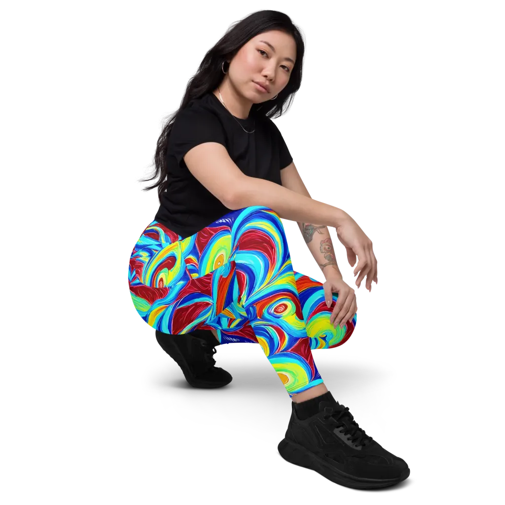 Azure Cyclone on Leggings with Pockets — Right Front