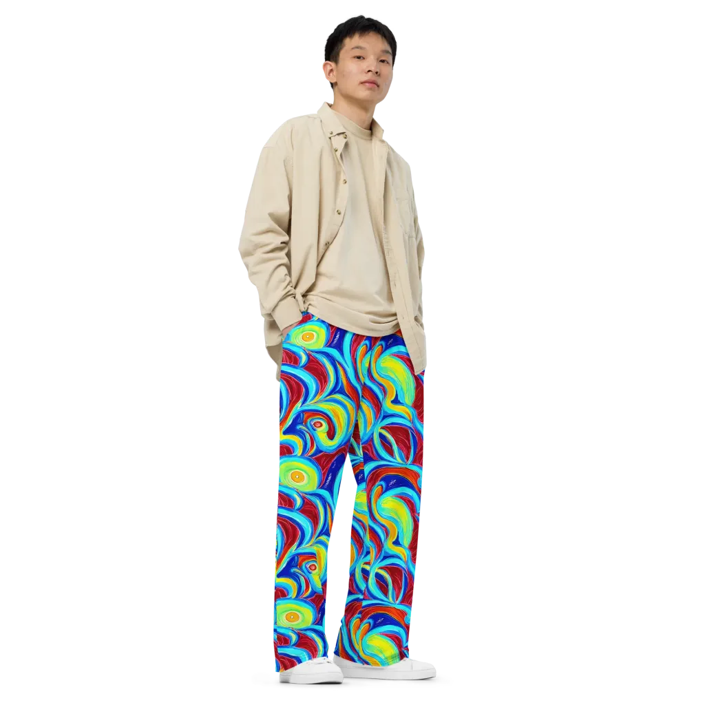 Azure Cyclone on Wide-Leg Pants — Right Front