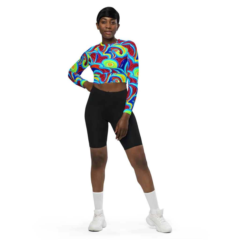 Azure Cyclone on Long Sleeve Crop Top — Front