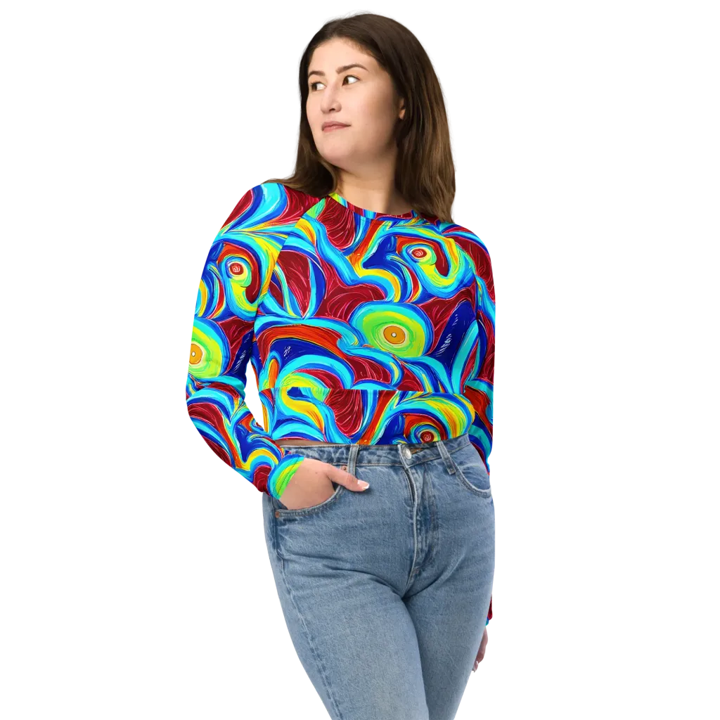 Azure Cyclone on Long Sleeve Crop Top — Front