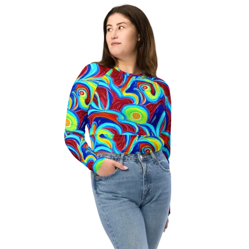 Azure Cyclone on a Long Sleeve Crop Top