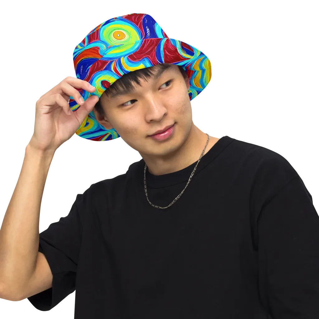 Azure Cyclone on Reversible Bucket Hat — Front Inside