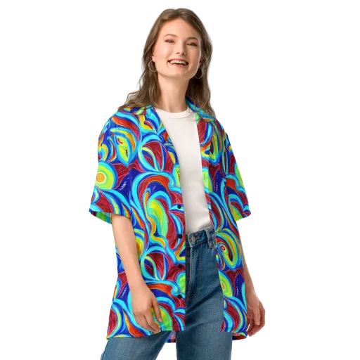 Azure Cyclone on a Button Shirt