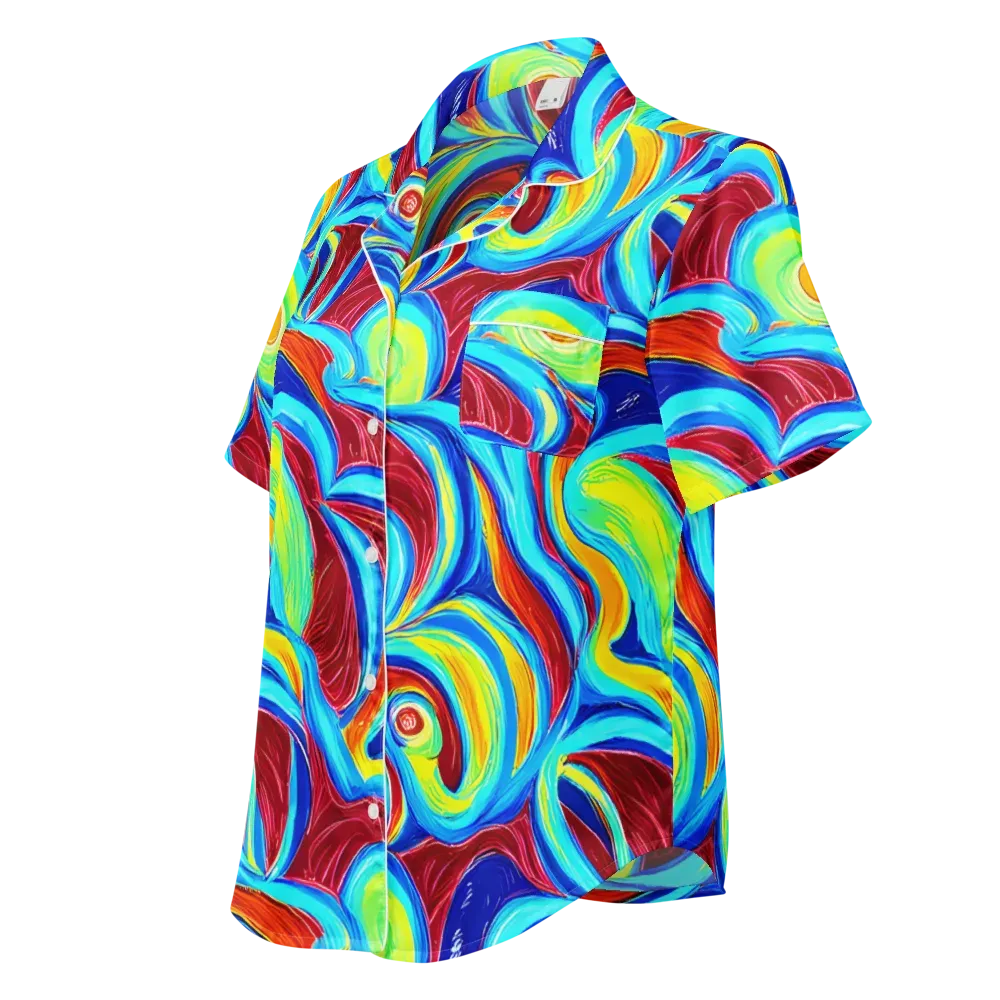 Azure Cyclone on Women's Short Sleeve Pajama Top — Left Front