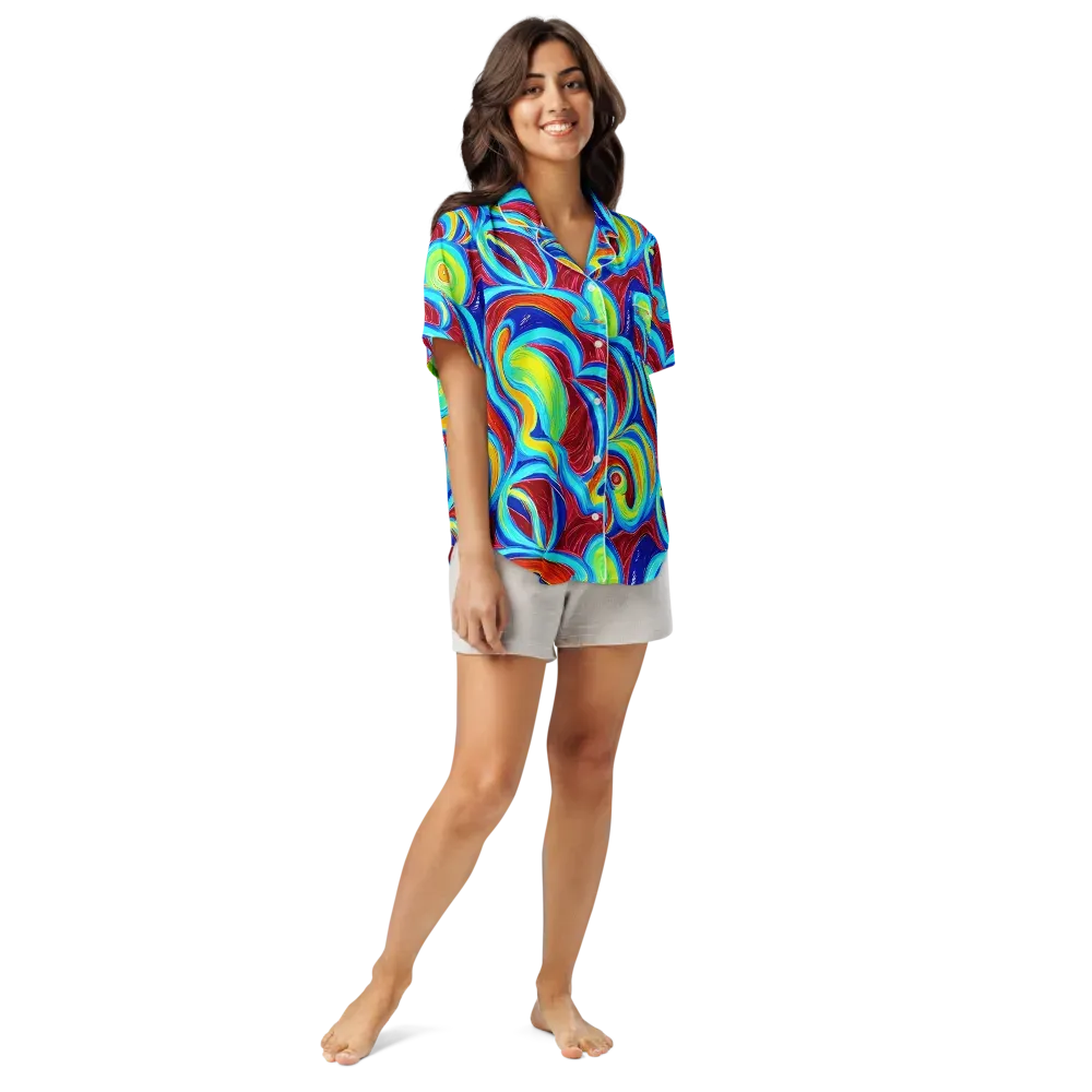 Azure Cyclone on Women's Short Sleeve Pajama Top — Front