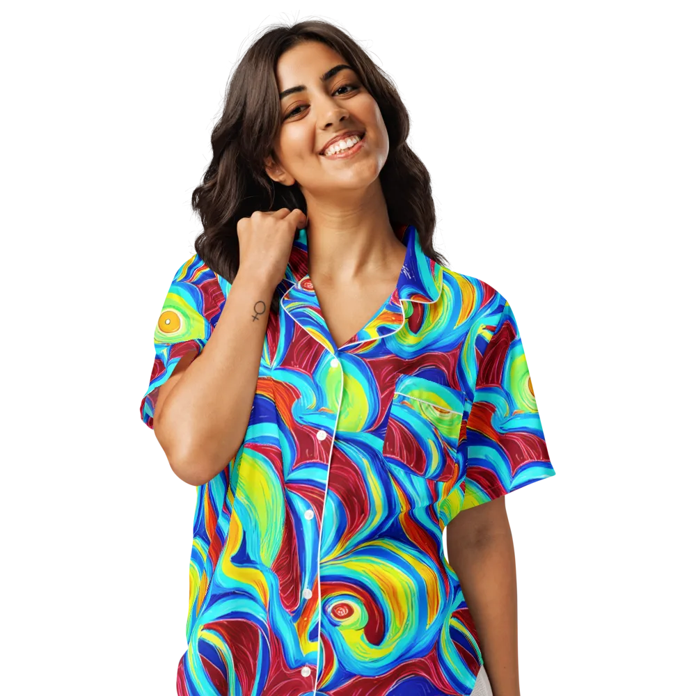 Azure Cyclone on Women's Short Sleeve Pajama Top — Front