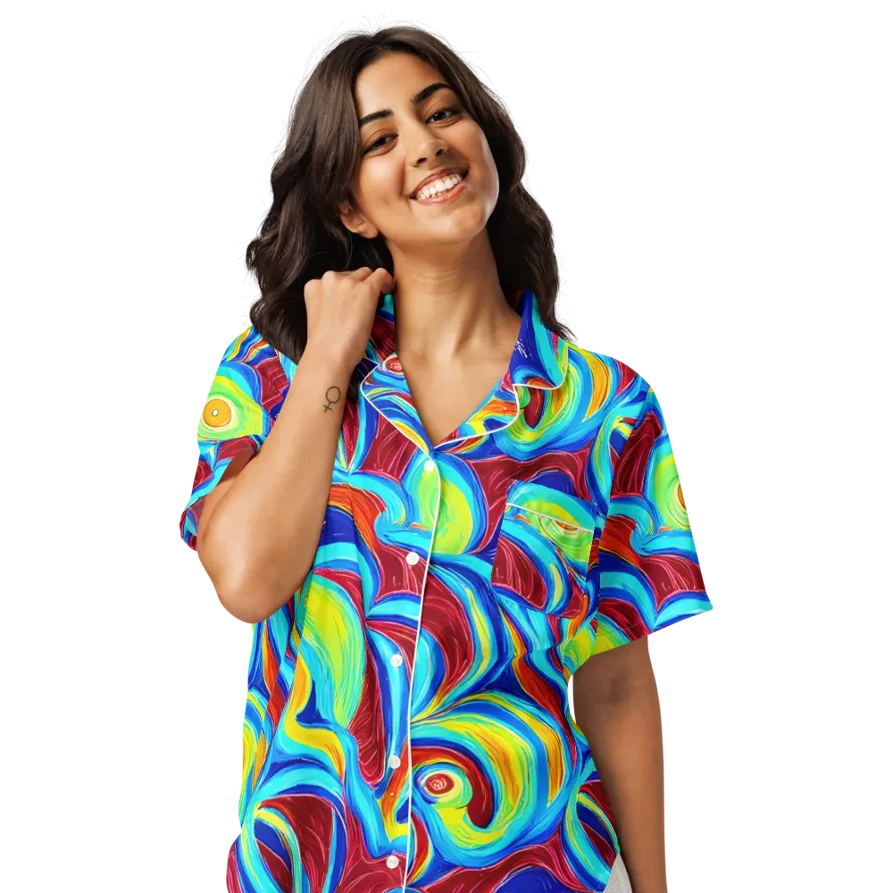 Azure Cyclone on Women's Short Sleeve Pajama Top — Front